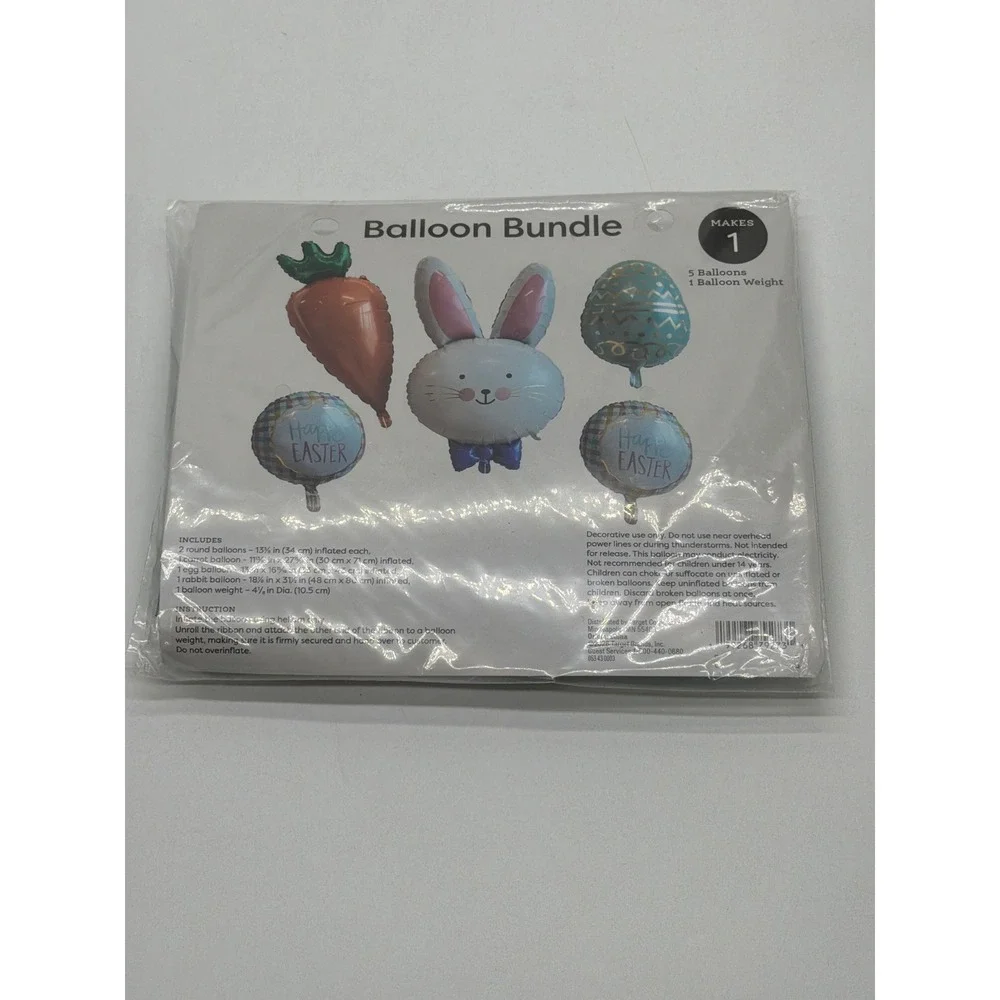 Target Easter Balloon Bundle 5ct Mylar Foil Bunny Carrot Egg Party Decor New